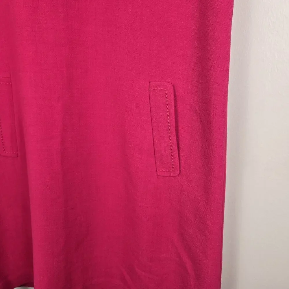 Kate Spade New York Women Pink Back Zip Dress Size XL Wool Blend Pockets Barbie